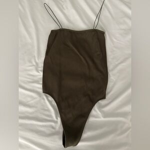 PacSun Army Green Ribbed Thong Bodysuit